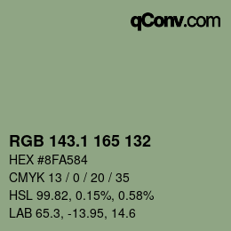 カラーコード: RGB 143.1 165 132 | qconv.com