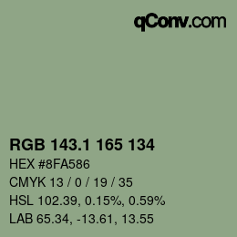 Color code: RGB 143.1 165 134 | qconv.com