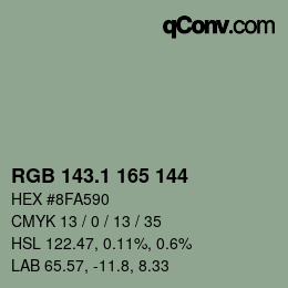 カラーコード: RGB 143.1 165 144 | qconv.com