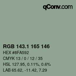 カラーコード: RGB 143.1 165 146 | qconv.com