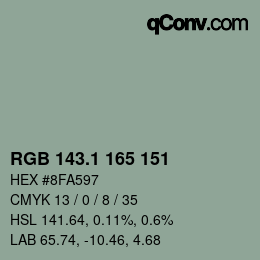 カラーコード: RGB 143.1 165 151 | qconv.com
