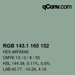 カラーコード: RGB 143.1 165 152 | qconv.com