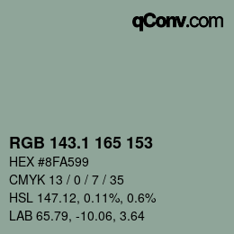 Color code: RGB 143.1 165 153 | qconv.com