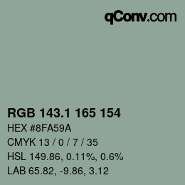 カラーコード: RGB 143.1 165 154 | qconv.com