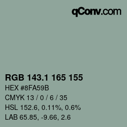 Color code: RGB 143.1 165 155 | qconv.com