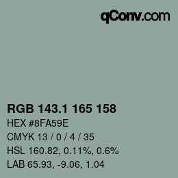 カラーコード: RGB 143.1 165 158 | qconv.com