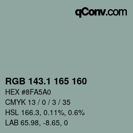 Color code: RGB 143.1 165 160 | qconv.com