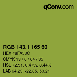 カラーコード: RGB 143.1 165 60 | qconv.com