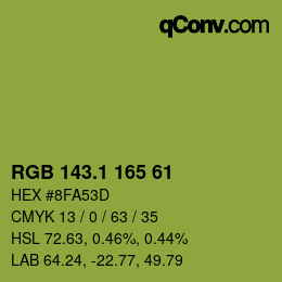 カラーコード: RGB 143.1 165 61 | qconv.com