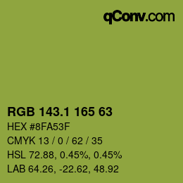 カラーコード: RGB 143.1 165 63 | qconv.com