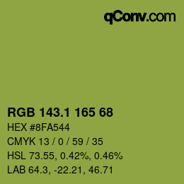 カラーコード: RGB 143.1 165 68 | qconv.com