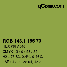 カラーコード: RGB 143.1 165 70 | qconv.com