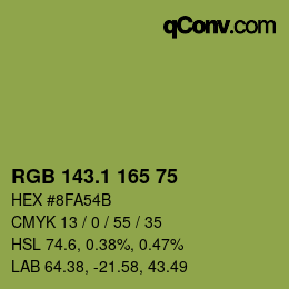 カラーコード: RGB 143.1 165 75 | qconv.com