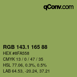 カラーコード: RGB 143.1 165 88 | qconv.com