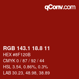 カラーコード: RGB 143.1 18.8 11 | qconv.com