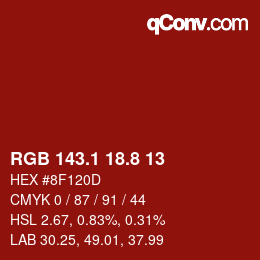 カラーコード: RGB 143.1 18.8 13 | qconv.com