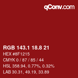 カラーコード: RGB 143.1 18.8 21 | qconv.com