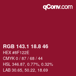 カラーコード: RGB 143.1 18.8 46 | qconv.com