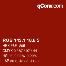 カラーコード: RGB 143.1 18.8 5 | qconv.com
