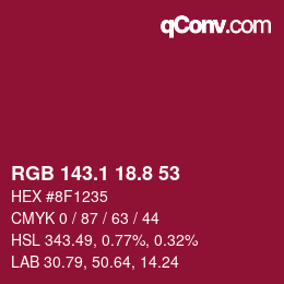 カラーコード: RGB 143.1 18.8 53 | qconv.com