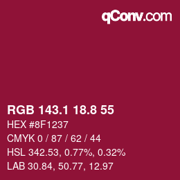 カラーコード: RGB 143.1 18.8 55 | qconv.com