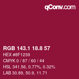 カラーコード: RGB 143.1 18.8 57 | qconv.com
