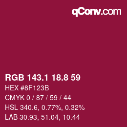 カラーコード: RGB 143.1 18.8 59 | qconv.com
