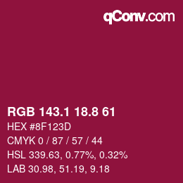 カラーコード: RGB 143.1 18.8 61 | qconv.com