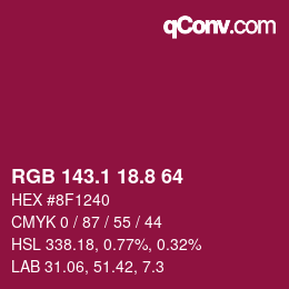 カラーコード: RGB 143.1 18.8 64 | qconv.com