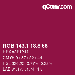 カラーコード: RGB 143.1 18.8 68 | qconv.com