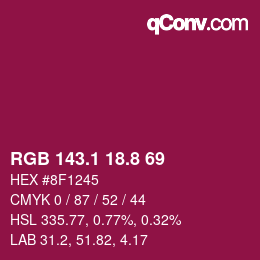 カラーコード: RGB 143.1 18.8 69 | qconv.com