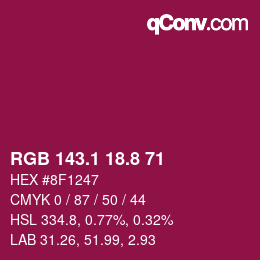 カラーコード: RGB 143.1 18.8 71 | qconv.com