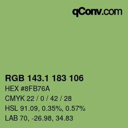 カラーコード: RGB 143.1 183 106 | qconv.com