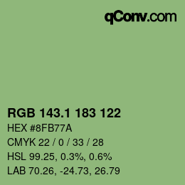 カラーコード: RGB 143.1 183 122 | qconv.com