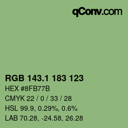 カラーコード: RGB 143.1 183 123 | qconv.com