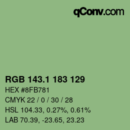 カラーコード: RGB 143.1 183 129 | qconv.com