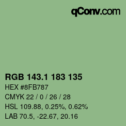 カラーコード: RGB 143.1 183 135 | qconv.com