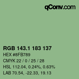カラーコード: RGB 143.1 183 137 | qconv.com
