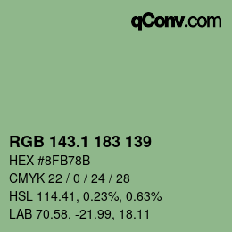 Color code: RGB 143.1 183 139 | qconv.com