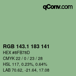 カラーコード: RGB 143.1 183 141 | qconv.com