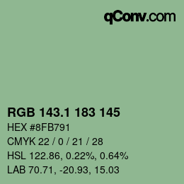 カラーコード: RGB 143.1 183 145 | qconv.com