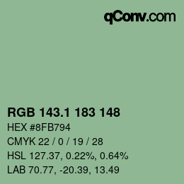 Color code: RGB 143.1 183 148 | qconv.com