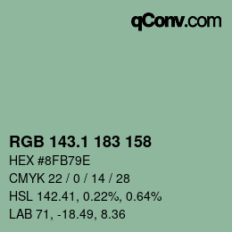 カラーコード: RGB 143.1 183 158 | qconv.com
