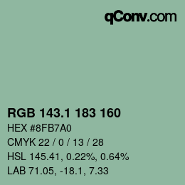 カラーコード: RGB 143.1 183 160 | qconv.com