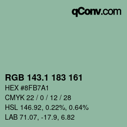 カラーコード: RGB 143.1 183 161 | qconv.com