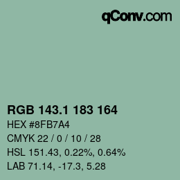 Color code: RGB 143.1 183 164 | qconv.com