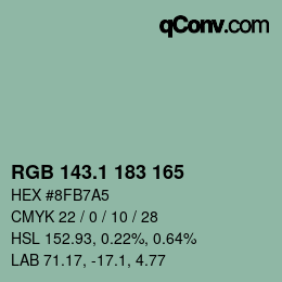 カラーコード: RGB 143.1 183 165 | qconv.com