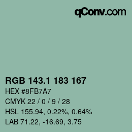 Color code: RGB 143.1 183 167 | qconv.com