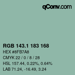 カラーコード: RGB 143.1 183 168 | qconv.com