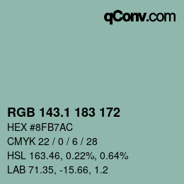Color code: RGB 143.1 183 172 | qconv.com